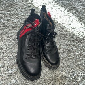 Stylish Black and Red Ankle Boots